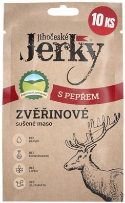 Jihočeské Jerky Zvěřinové s pepřem 200 g (10 × 20 g)