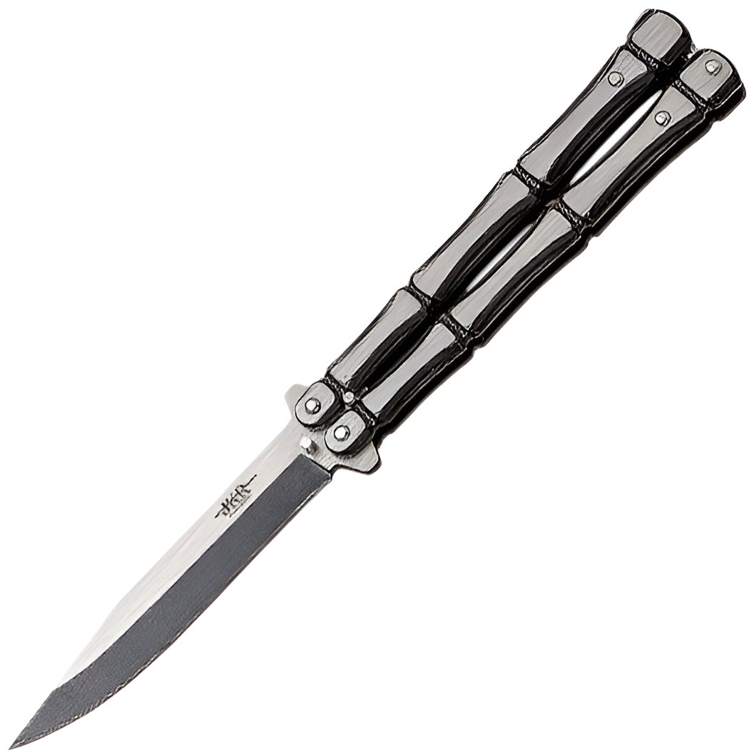 JKR Motýlek ocel 10 cm, černo - stříbrný