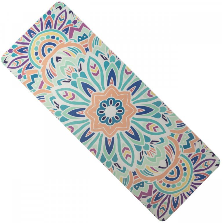 Karimatka YATE Yoga mat přírodní guma, vzor I, 1 mm - růžová/modrá