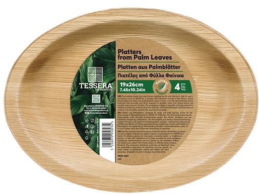 Intertan SA Tessera Oválné talíře z palmového listu 19 × 26 cm, 4 ks