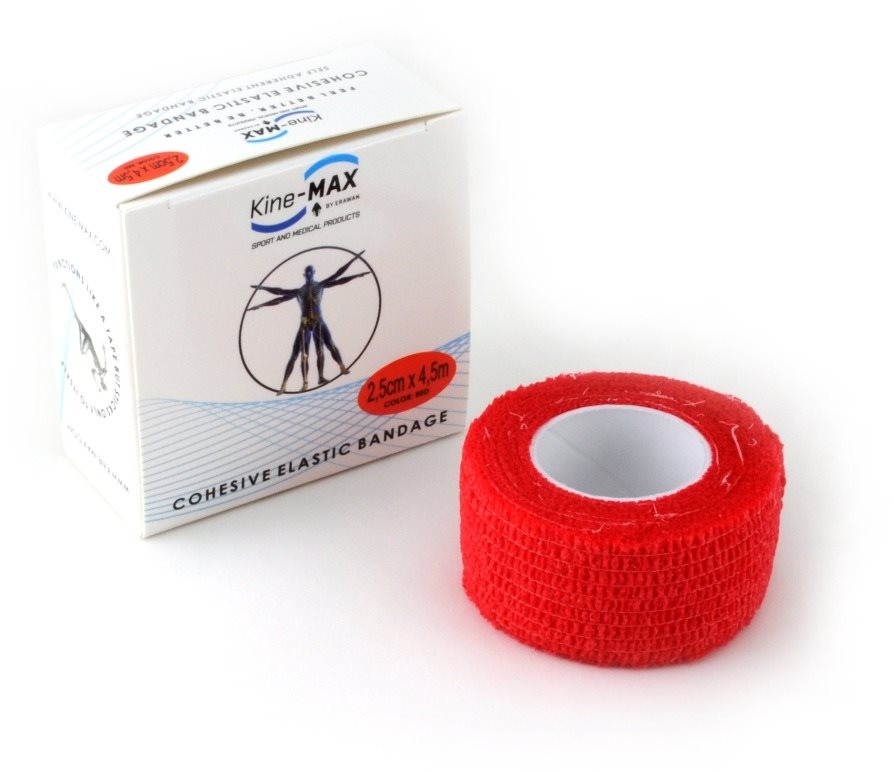 Kine-MAX Cohesive Elastic Bandage 2,5 cm × 4,5 m, červené