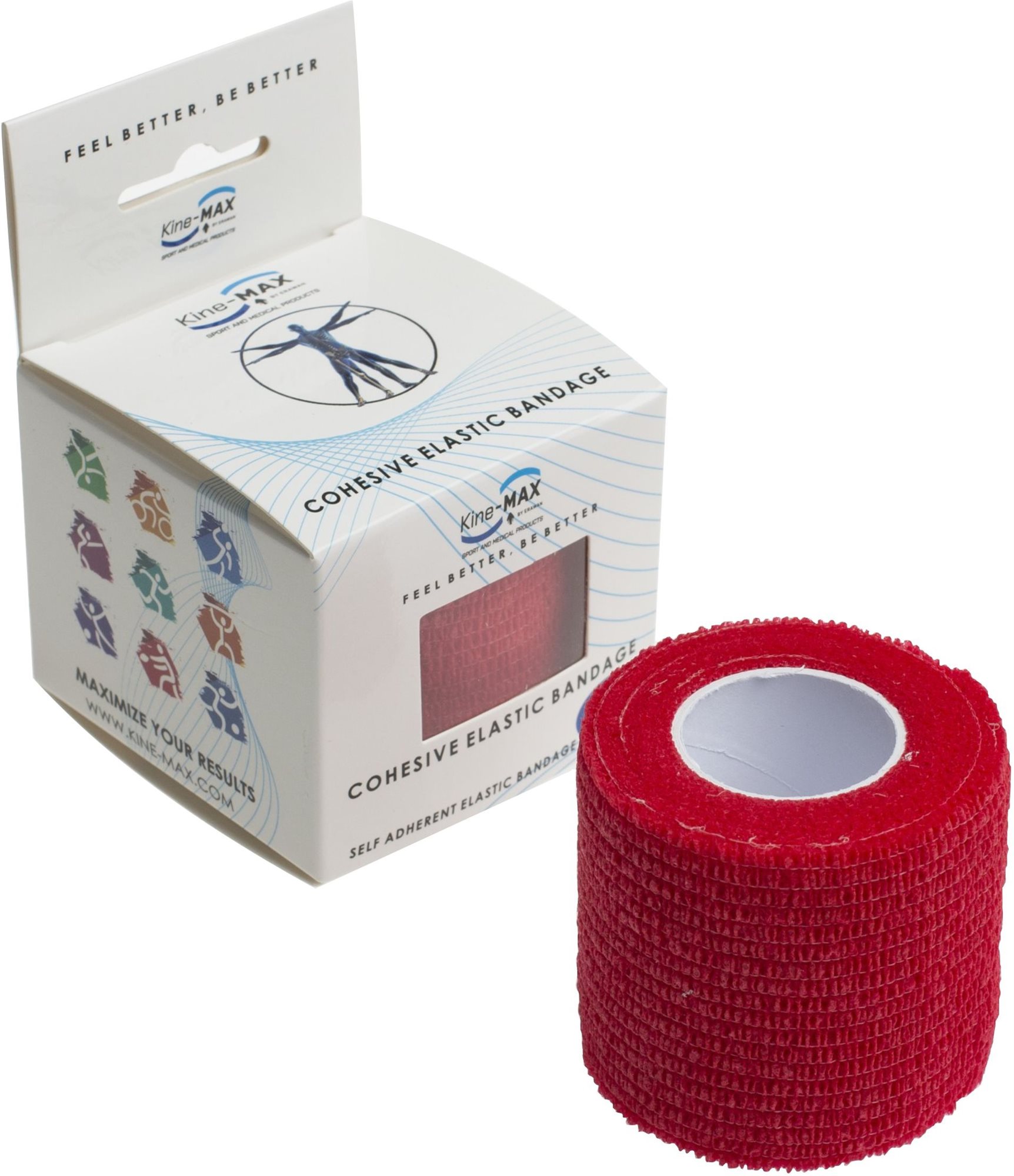 Kine-MAX Cohesive Elastic Bandage 5 cm × 4,5 m, červené