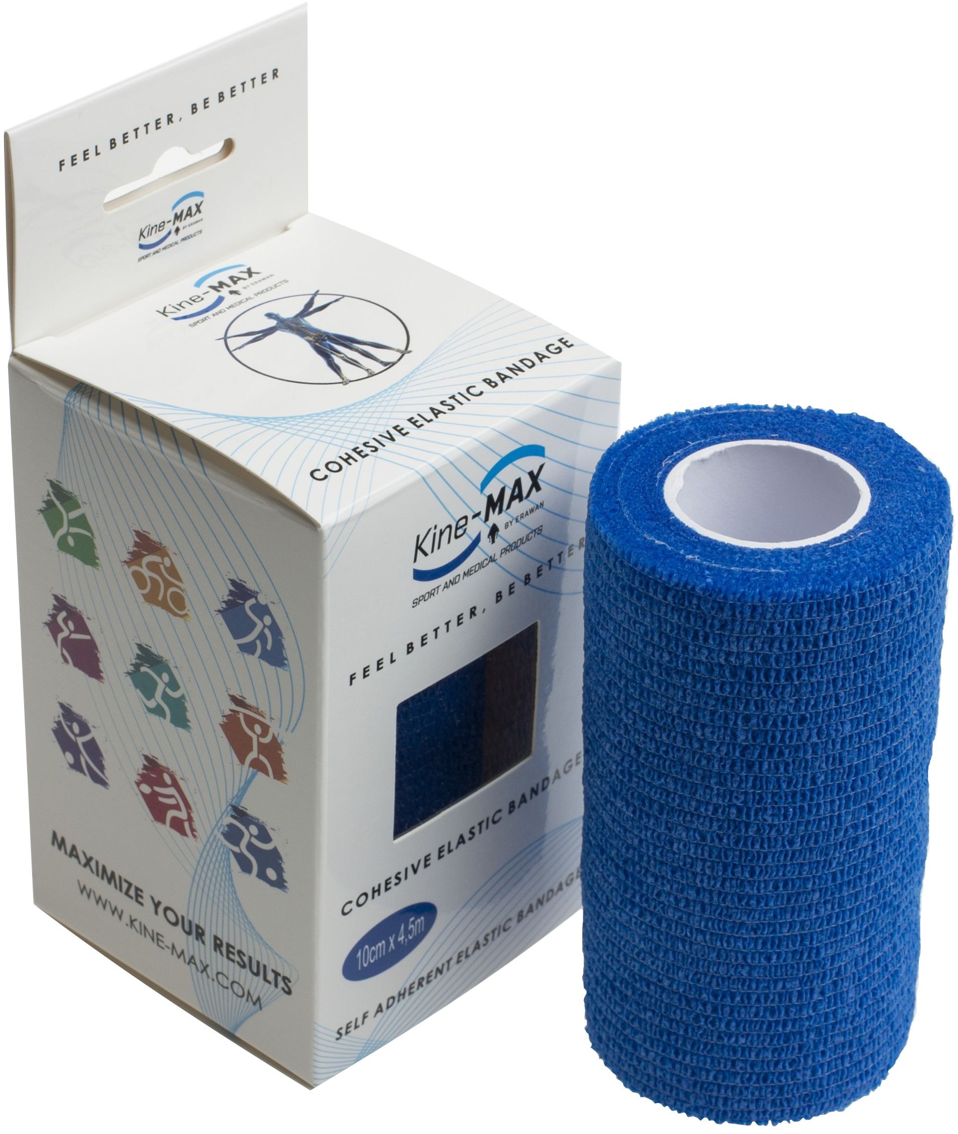 Kine-MAX Cohesive Elastic Bandage 10 cm × 4,5 m, modré