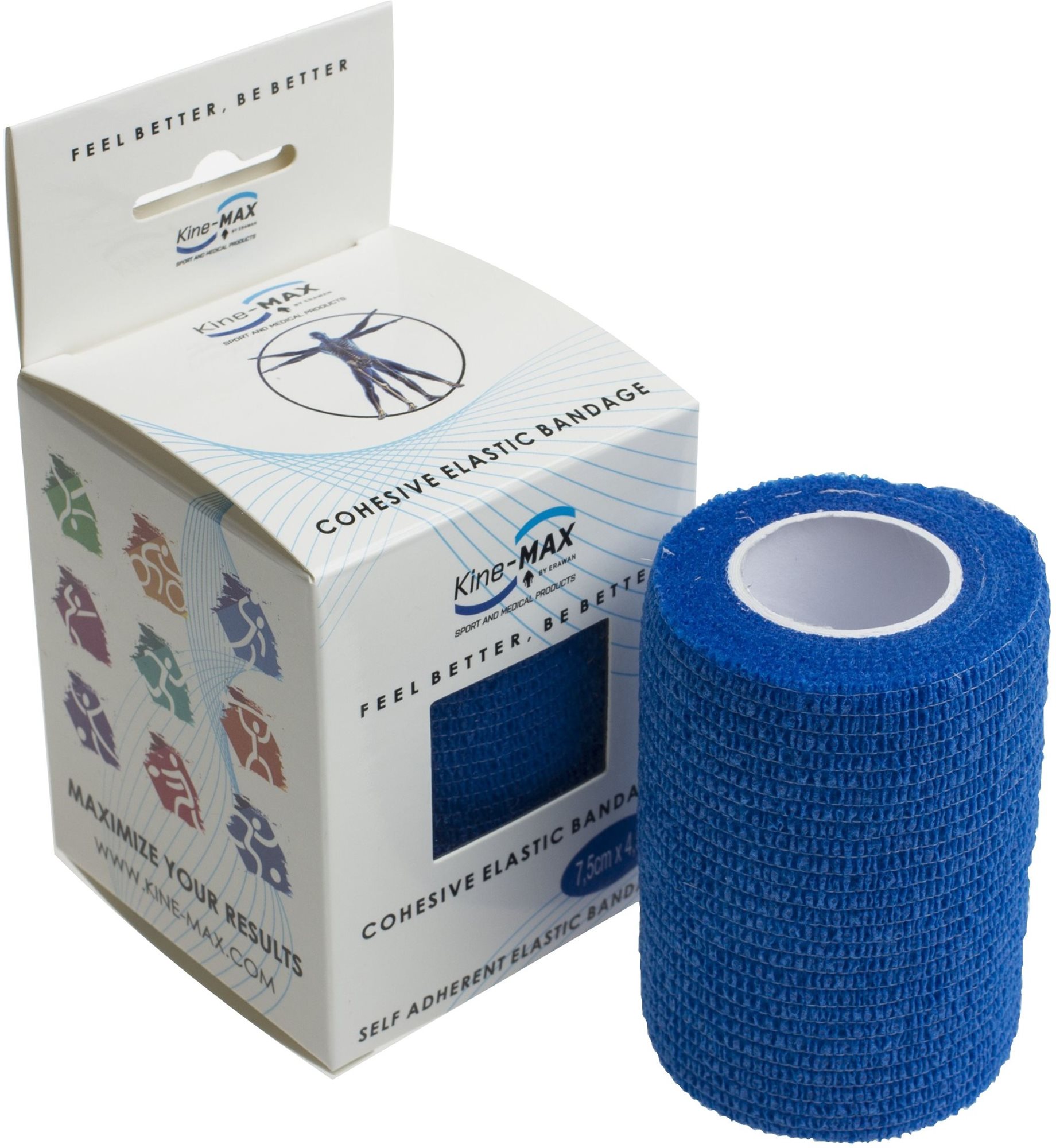 Kine-MAX Cohesive Elastic Bandage 7,5cm x 4,5 m, modré