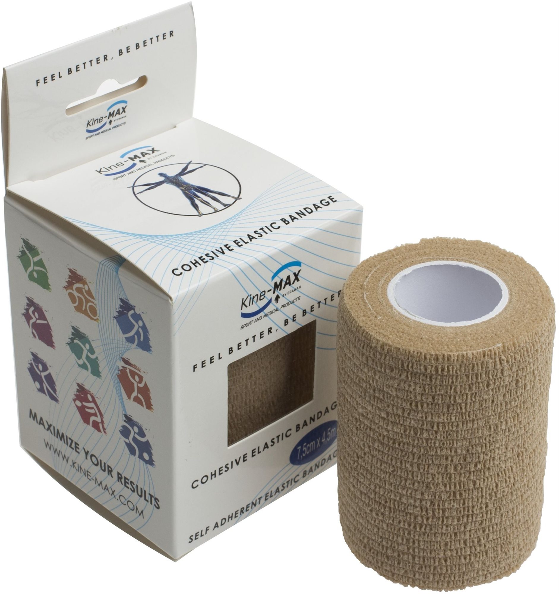 Kine-MAX Cohesive Elastic Bandage 7,5cm x 4,5 m, tělové