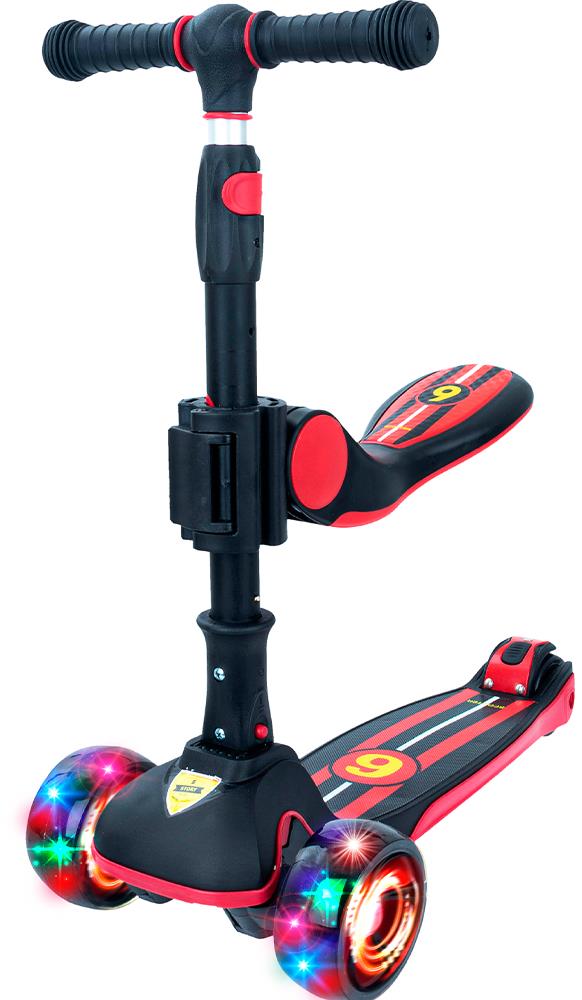 Story 2v1 Deluxe se svítícími kolečky mini scooter, černo-červená