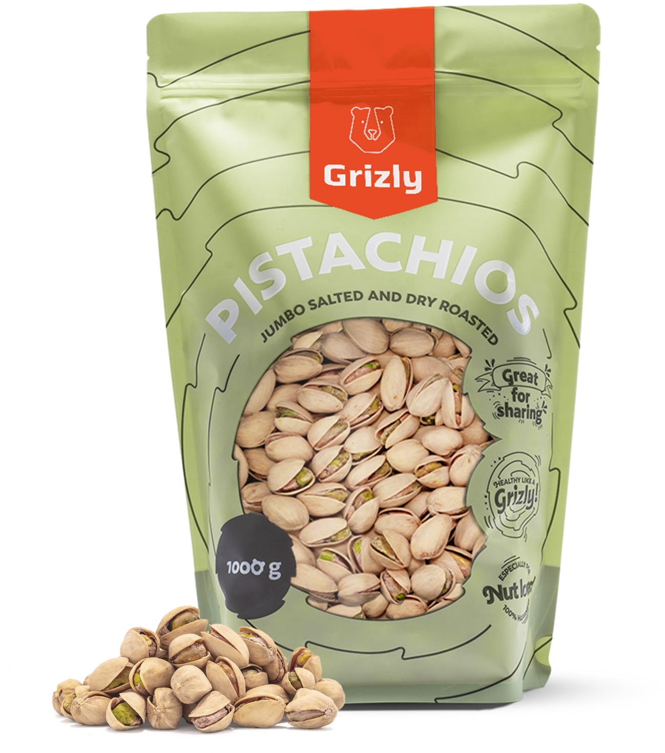 Grizly Pistácie pražené solené Jumbo - 1000 g