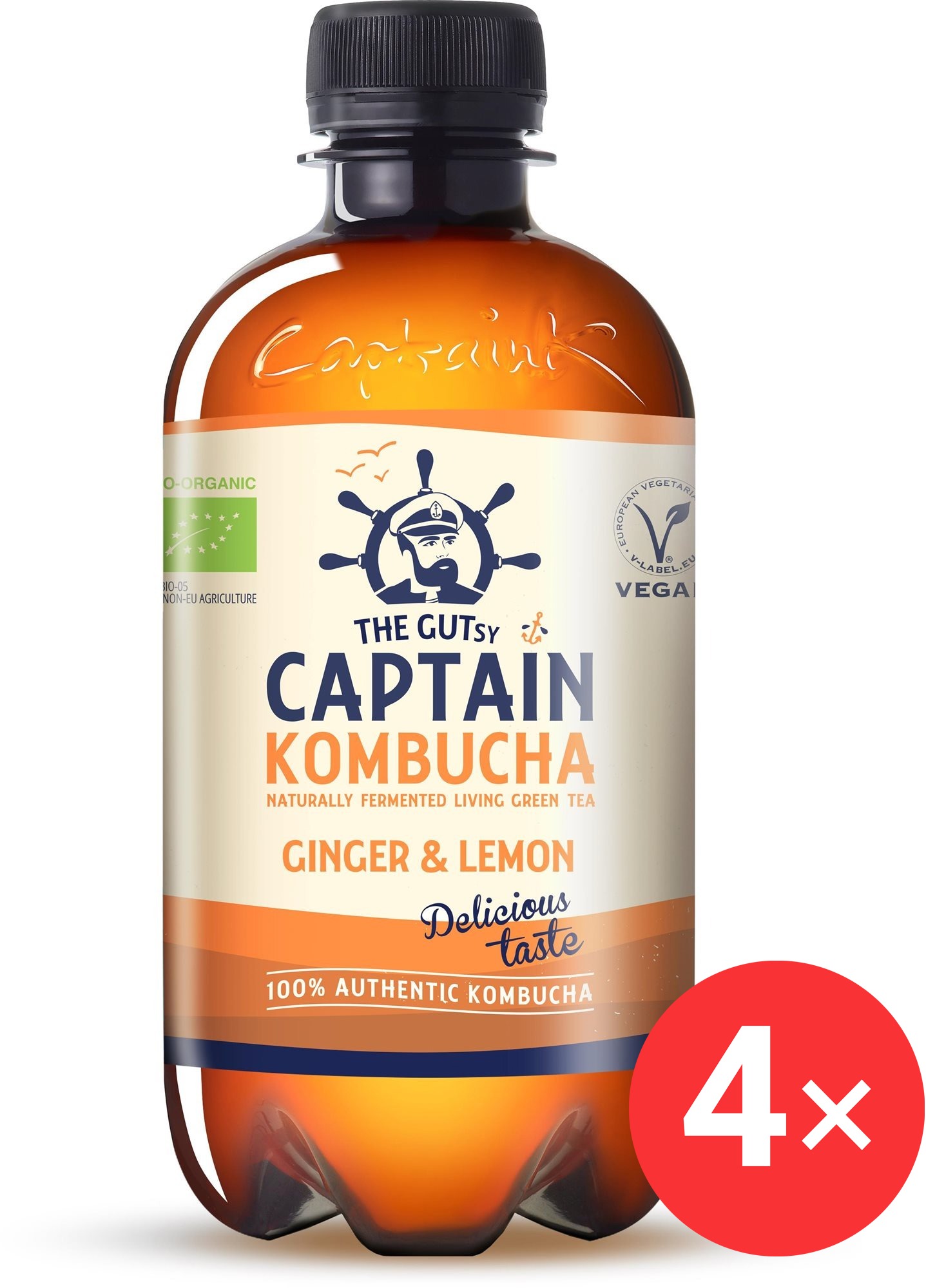 Captain Kombucha Zázvor, citron 4 x 400 ml