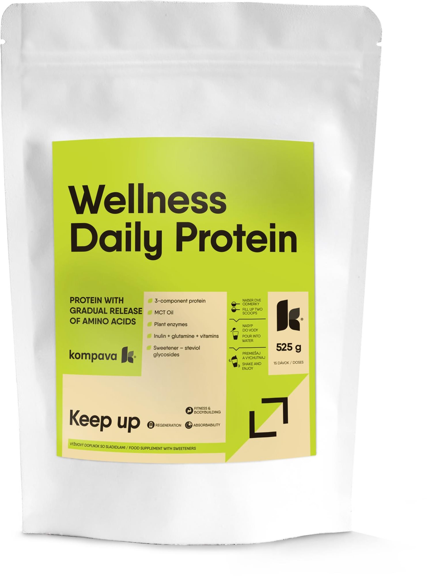 Kompava Wellness Daily Protein 525g, jahoda-malina