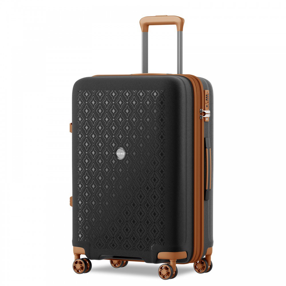 KONO 2594 Kufr spinner rozšiřitelný, 76 cm, černý/hnědý