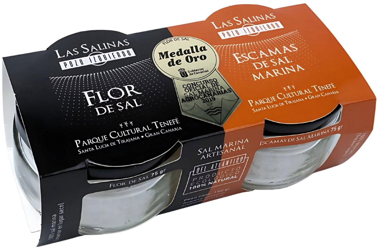 Salinas Solný květ & solné vločky – Flor de Sal & Escamas | Prémiový duo pack mořské soli 2×75 g