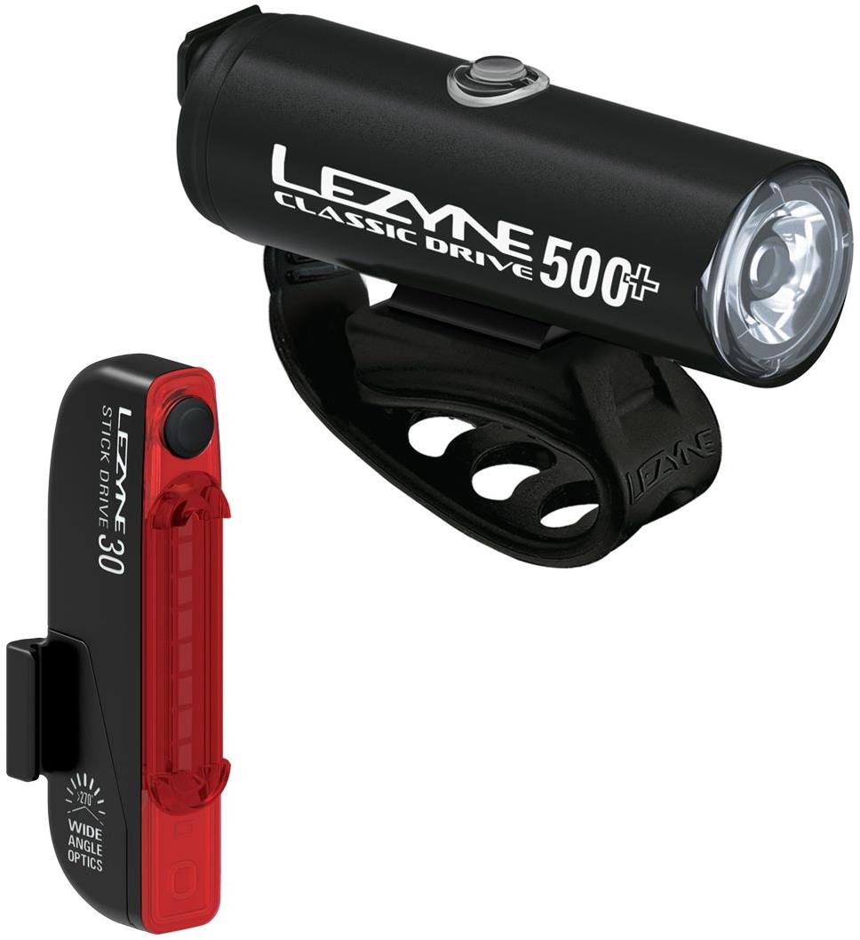 Lezyne Classic Drive 500+ / Stick Drive Pair Satin Black / Black