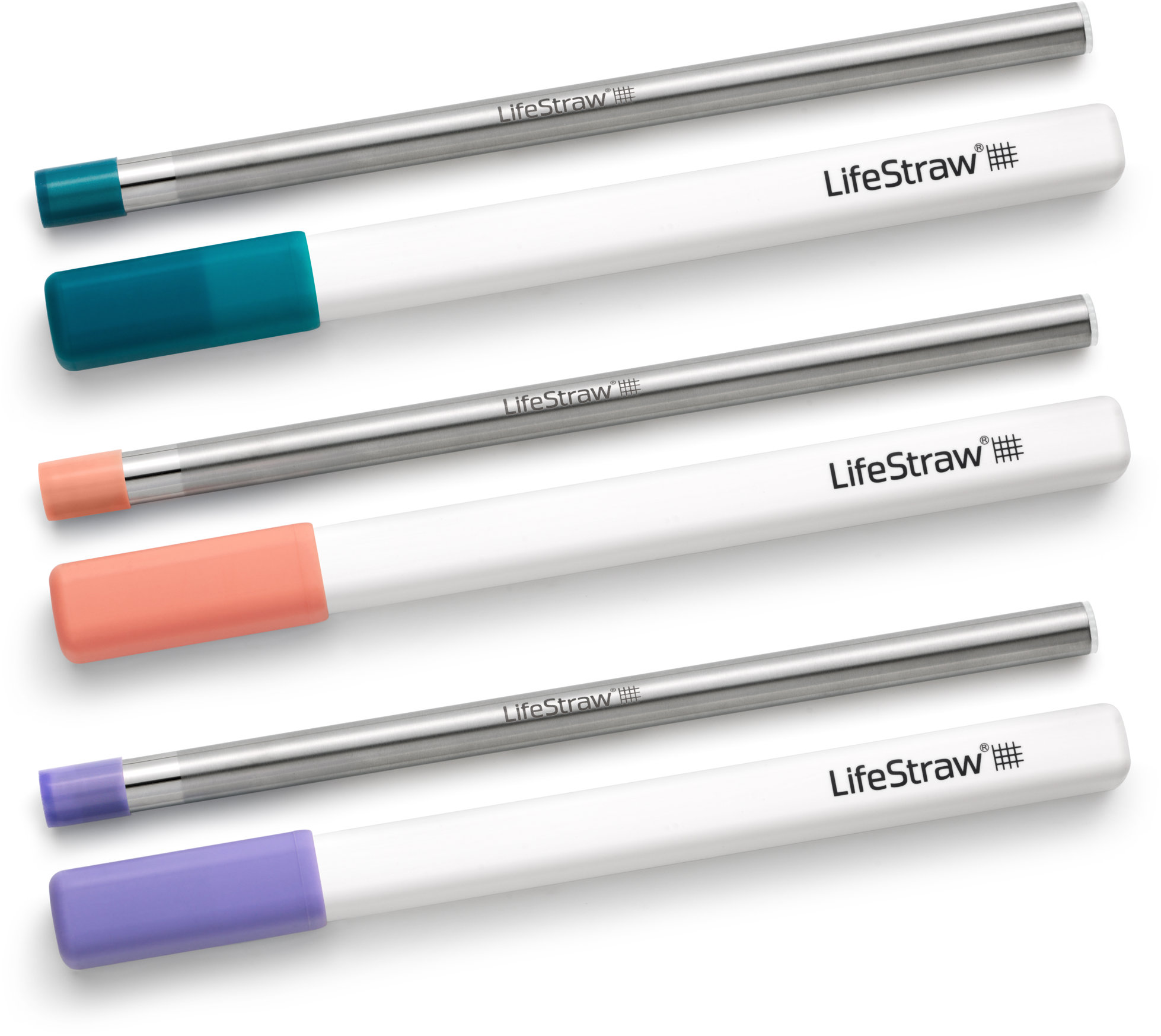 LifeStraw SIP Jednodílné filtrační brčko s pouzdrem 3 ks, lagunové tyrkysové, meruňkové, lila