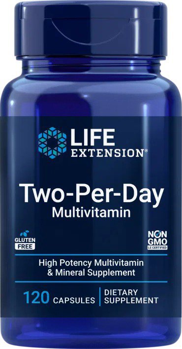 Life Extension Two-Per-Day multivitamín, 120 kapslí