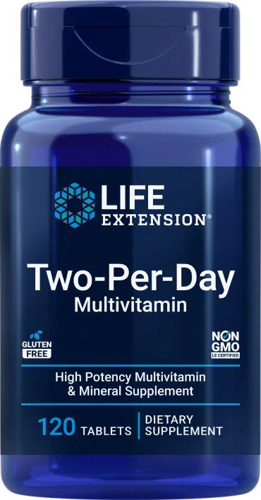 Life Extension Two-Per-Day multivitamín, 120 tablet