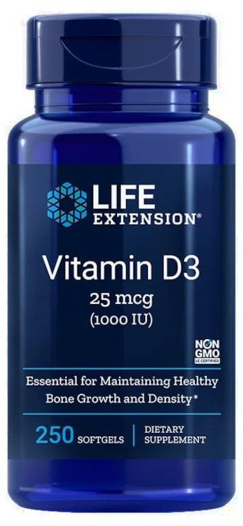 Life Extension Vitamín D3 1000 IU, 250 kapslí