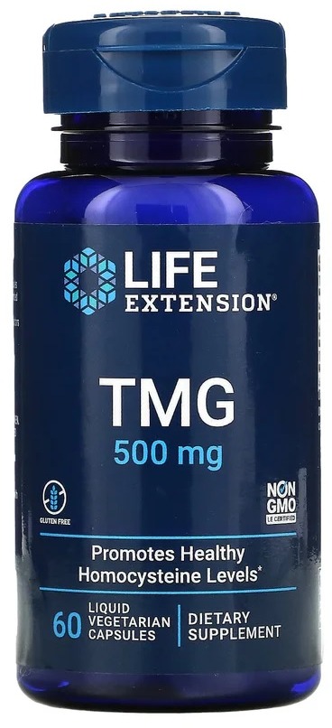 Life Extension TMG (Trimethylglycin), 500 mg, 60 kapslí