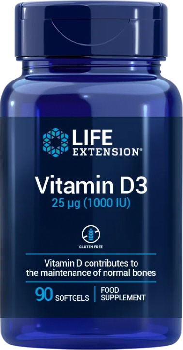 Life Extension Vitamin D3 EU 25 mcg (1000 IU) 90 softgelů