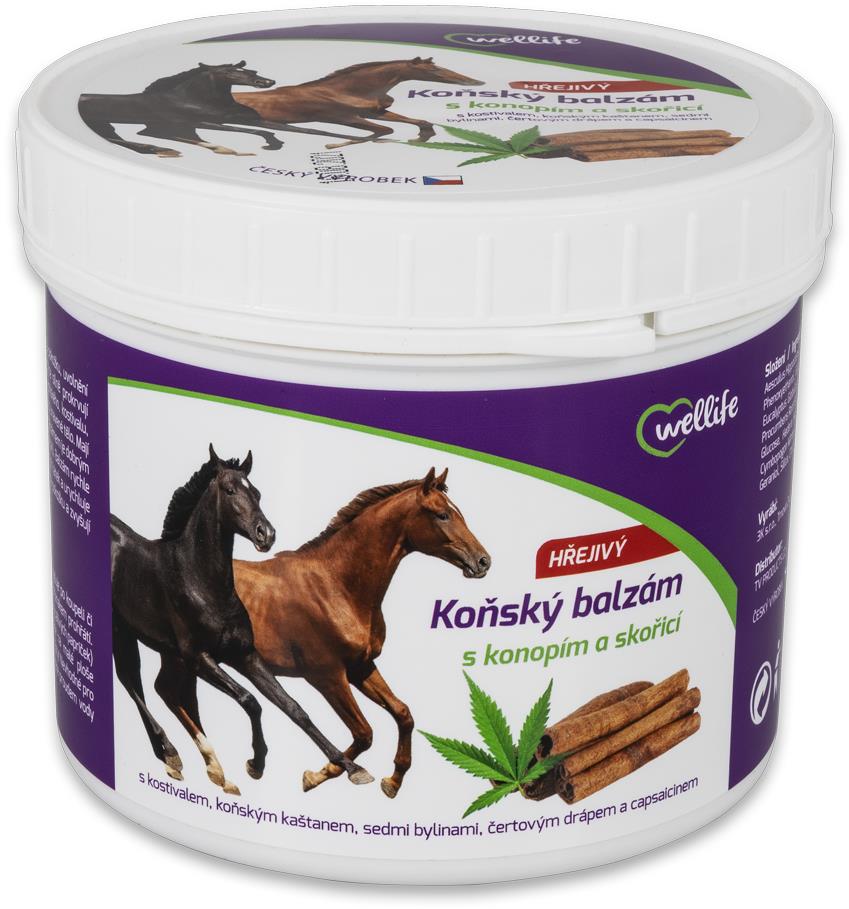 Wellife Koňský balzám hřejivý s konopím a skořicí 500 ml