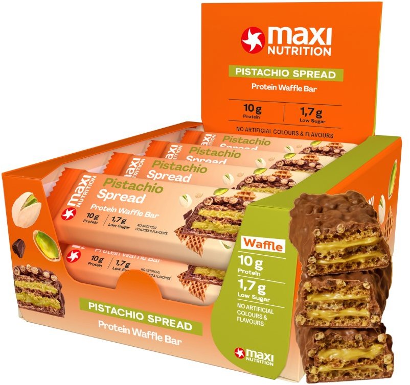 MaxiNutrition Waffle protein bar Pistacio 12 × 39 g