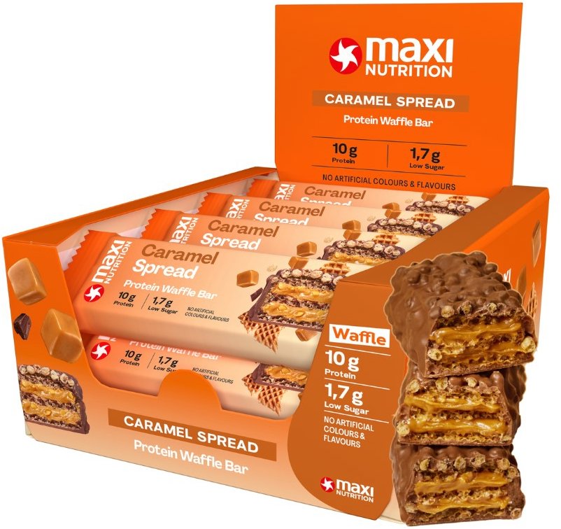 MaxiNutrition Waffle protein bar Caramel 12 × 39 g