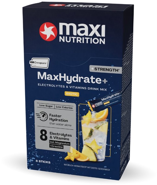 MaxiNutrition Elektrolyty s creatinem, příchuť tropic 128 g (8 × 20 g)