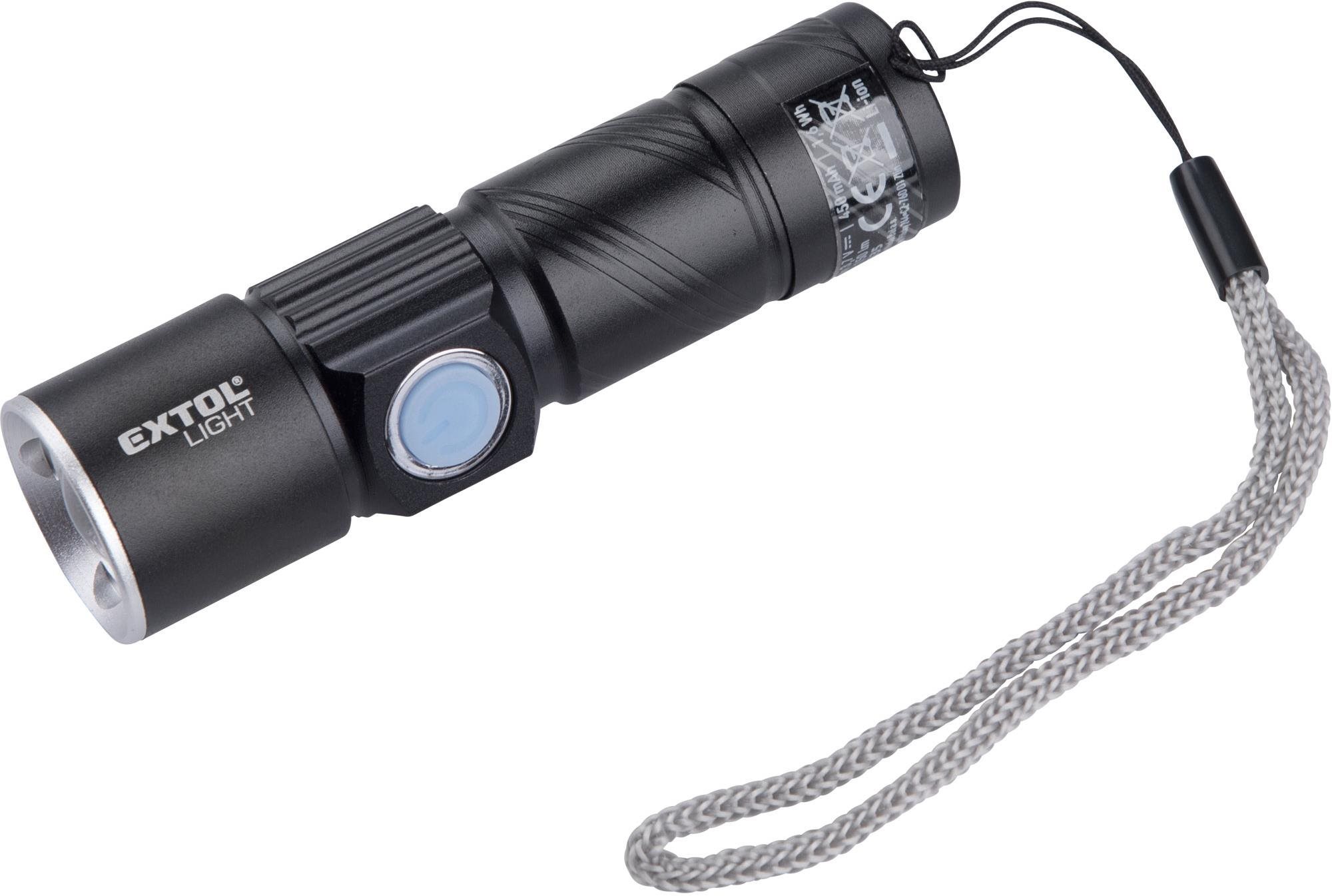 EXTOL LIGHT svítilna 150lm, nabíjecí, USB, zoom, XPE 3W LED, 43135