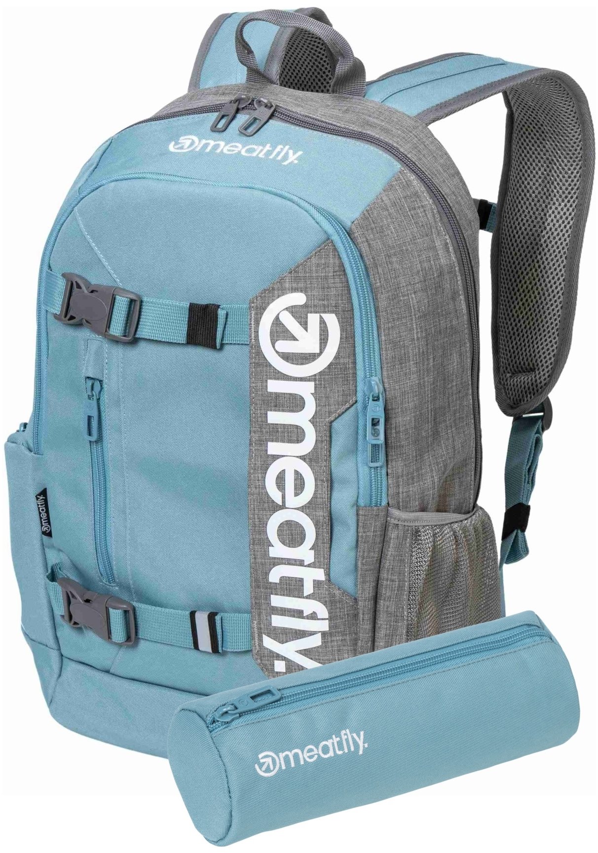 Batoh Meatfly Basejumper v šedé a aqua barvě