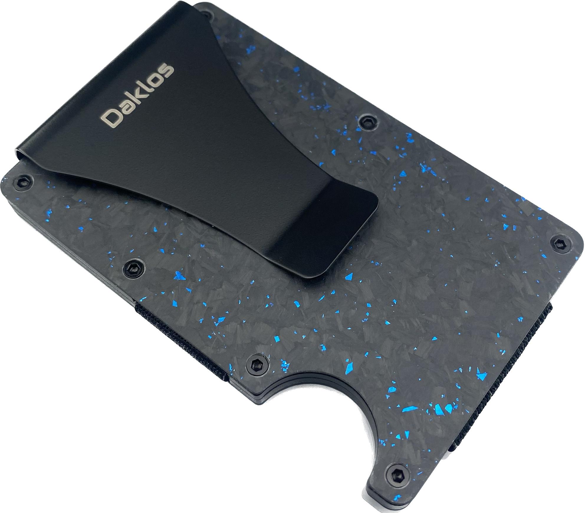 Daklos Carbon RFID s klipem černomodrá