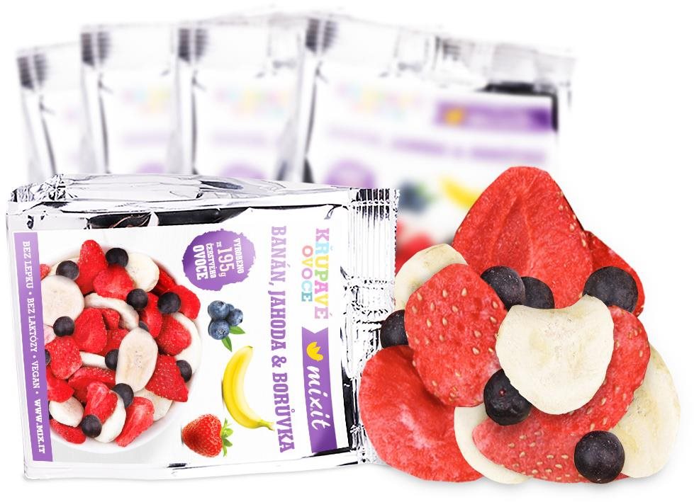Mixit Křupavé ovoce do kapsy - Křupavý banán, jahoda, borůvka, 23g