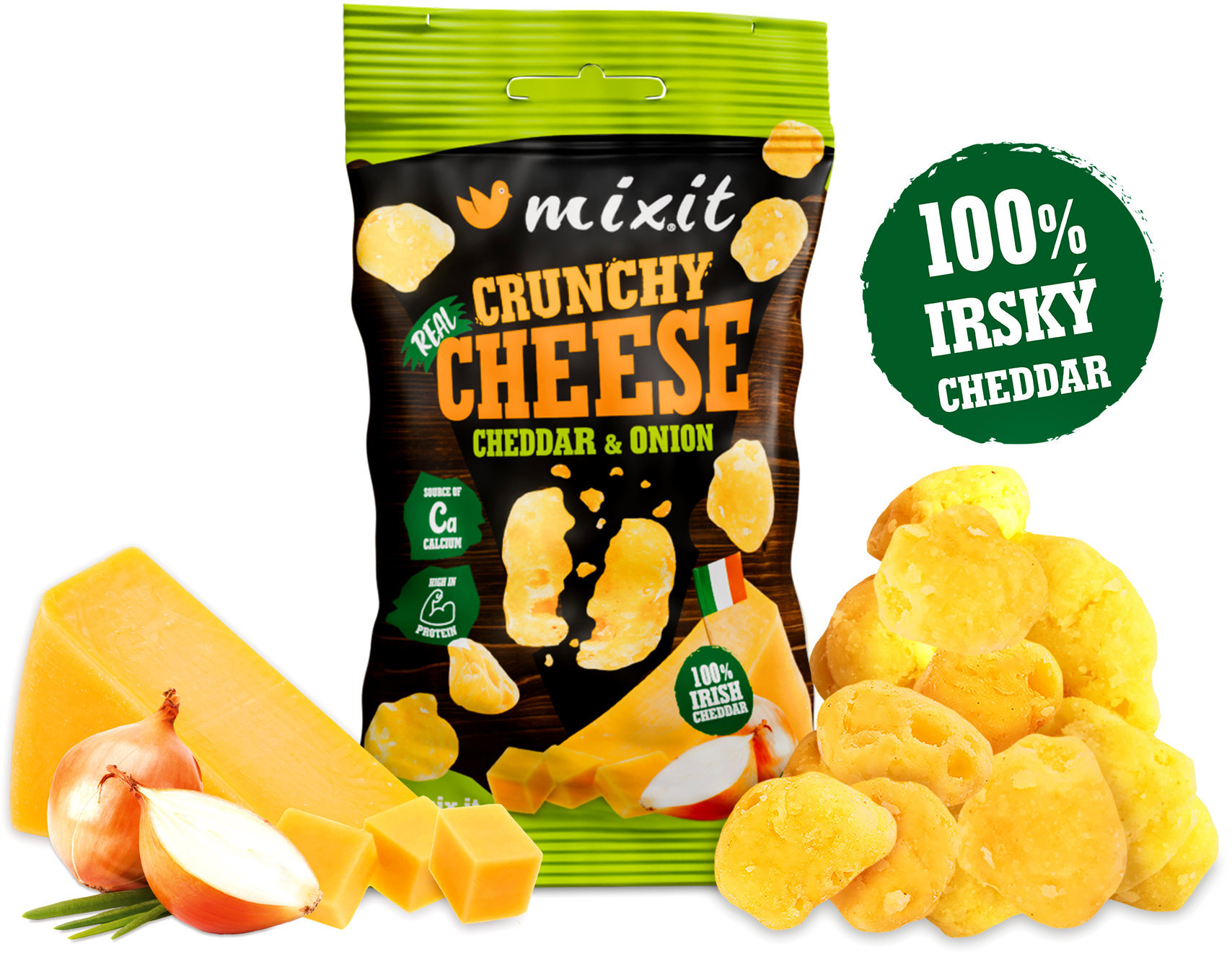 Mixit Křupavý sýr do kapsy - Irský cheddar & cibule 20 g