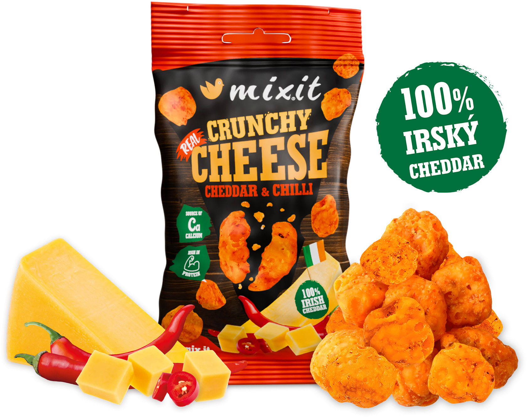 Mixit Křupavý sýr do kapsy - Irský cheddar & chilli 20 g