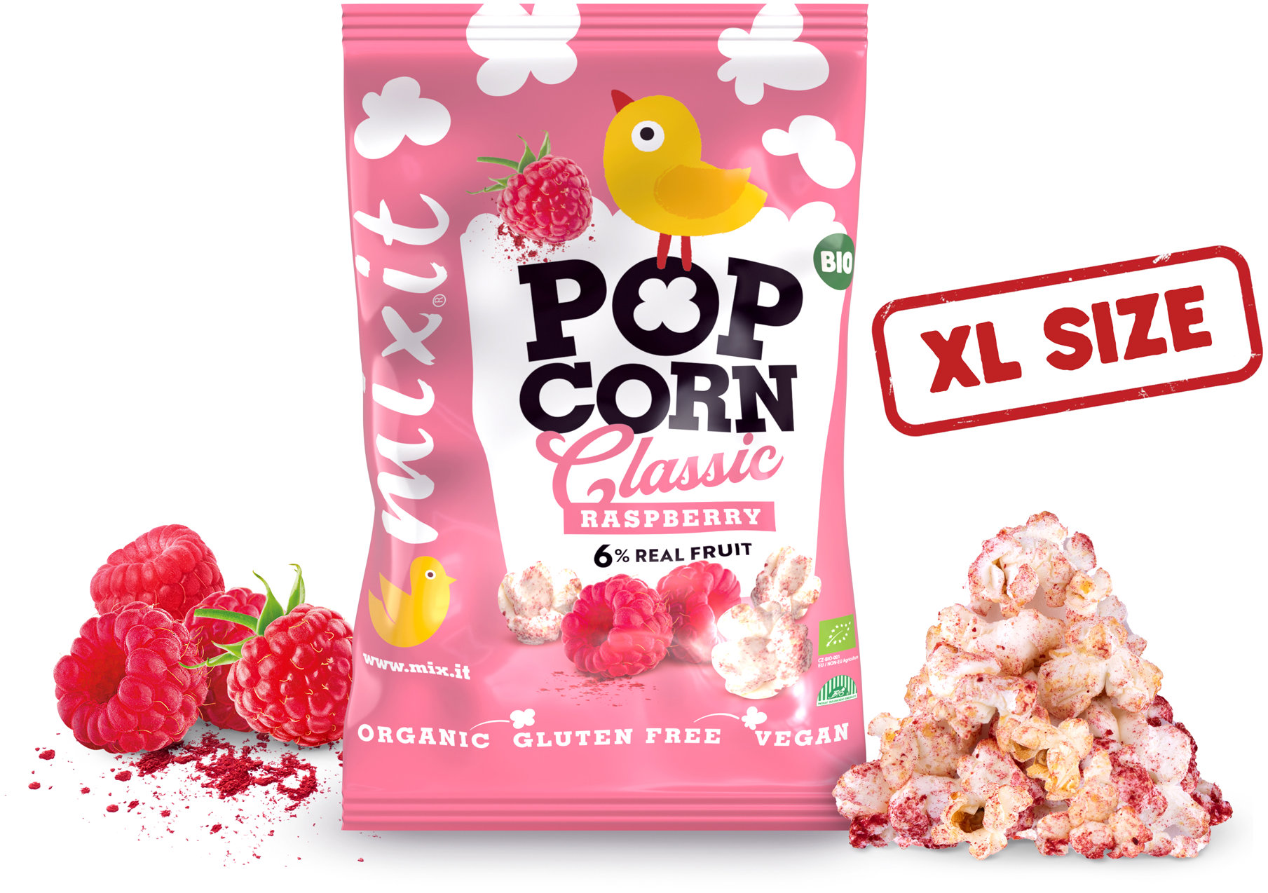 Mixit Velký BIO popcorn Malina