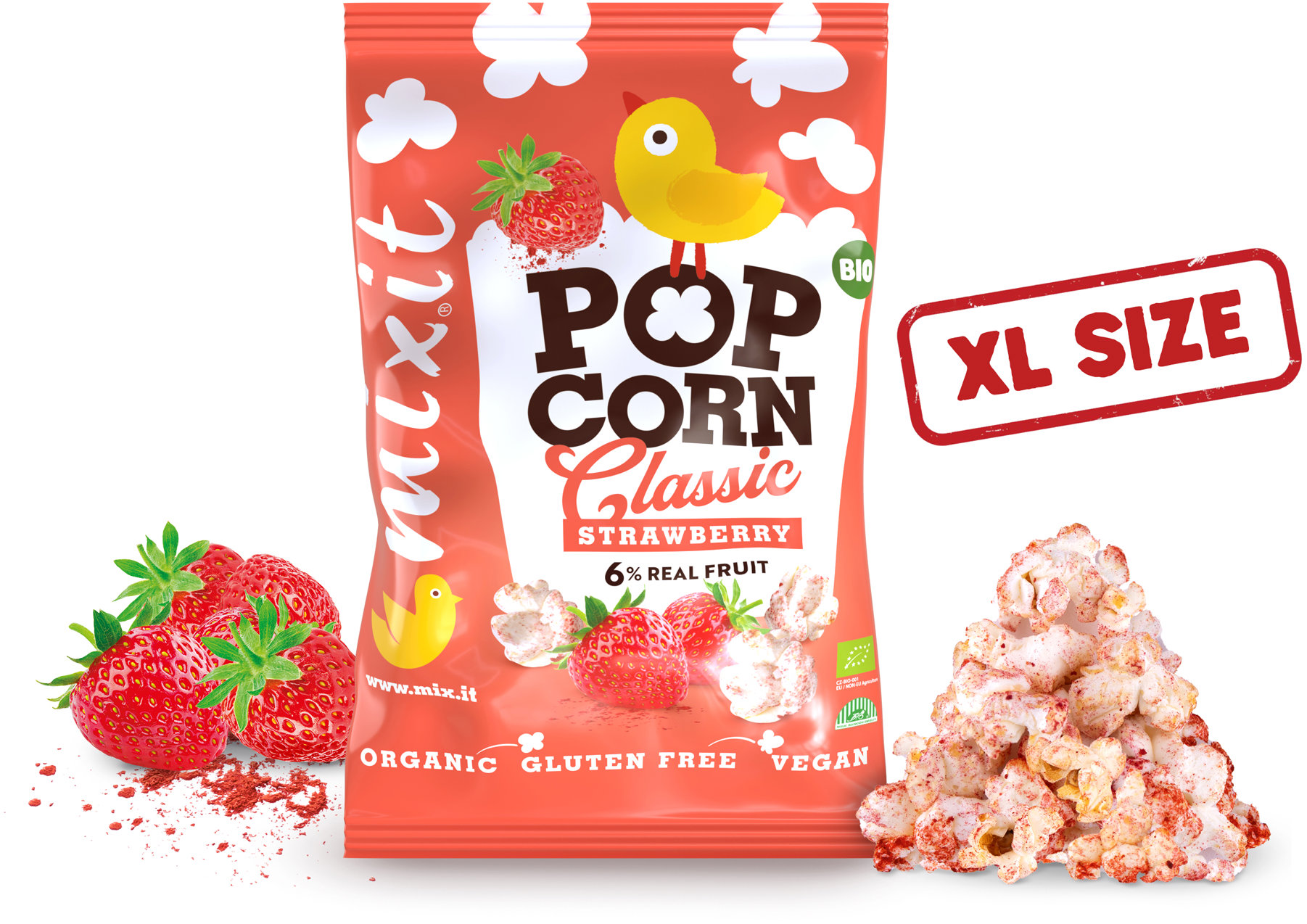 Mixit Velký BIO popcorn Jahoda