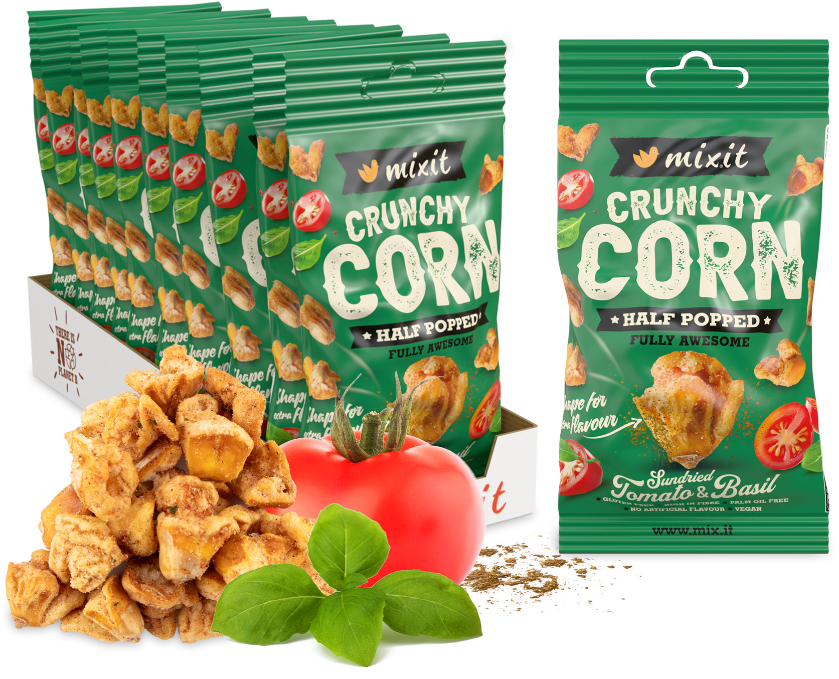 Mixit Crunchy corn Rajče & bazalka do kapsy 10 ks, 400 g