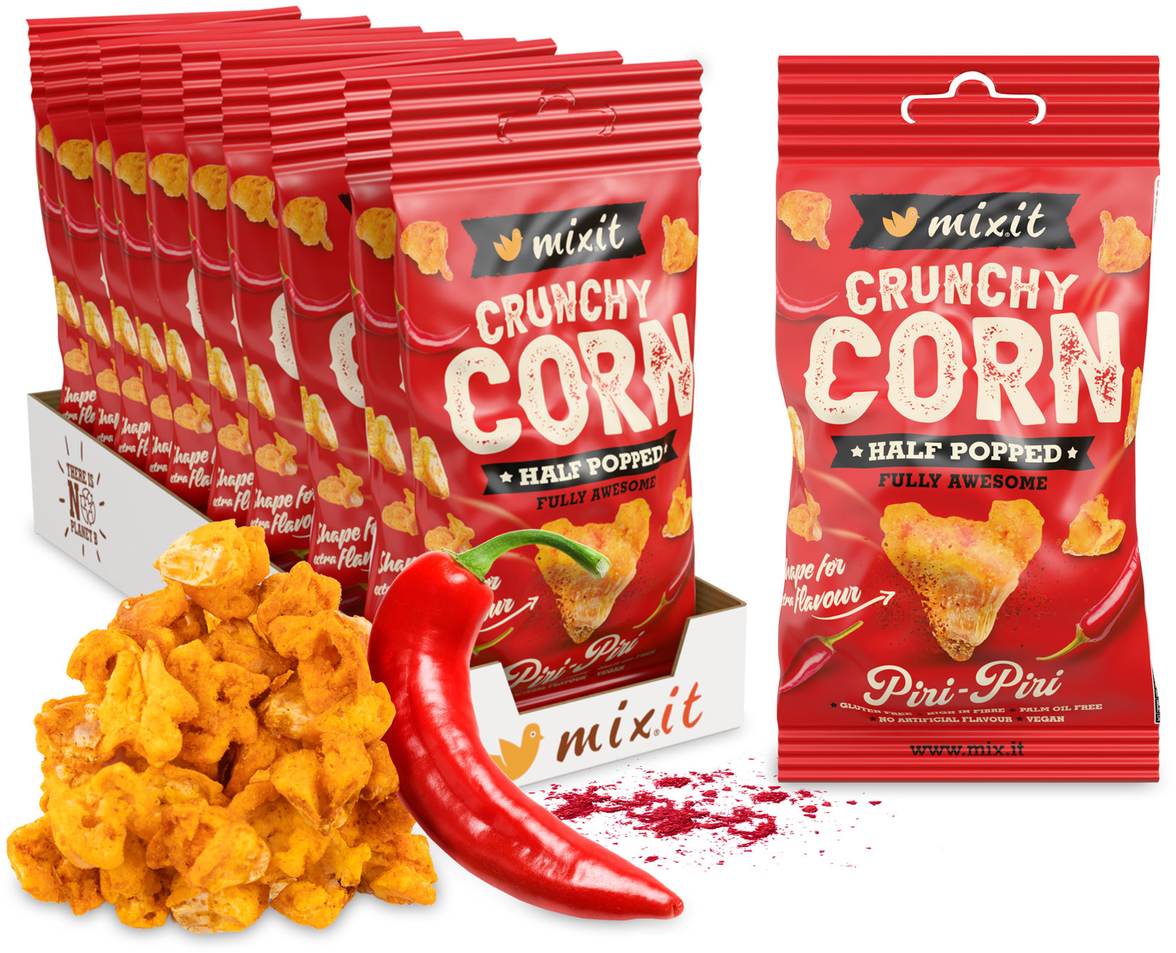 Mixit Crunchy corn Peri Peri & Kajenský pepř do kapsy 10 ks, 400 g