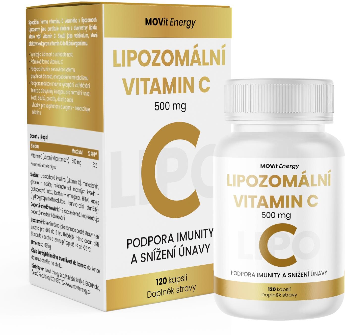 MOVit Energy Lipozomální Vitamin C 500 mg, 120 kapslí
