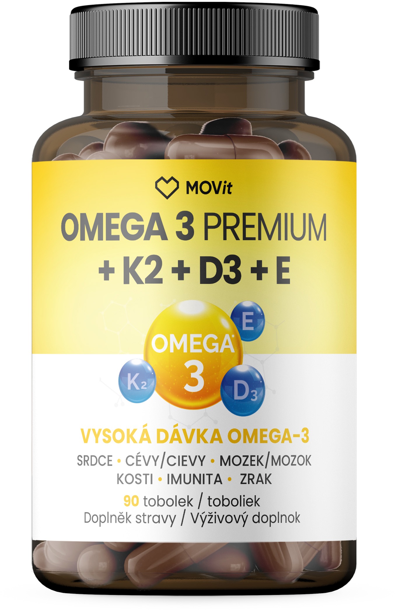 MOVit Energy Omega 3 Premium+K2+D3+E, 90 tobolek