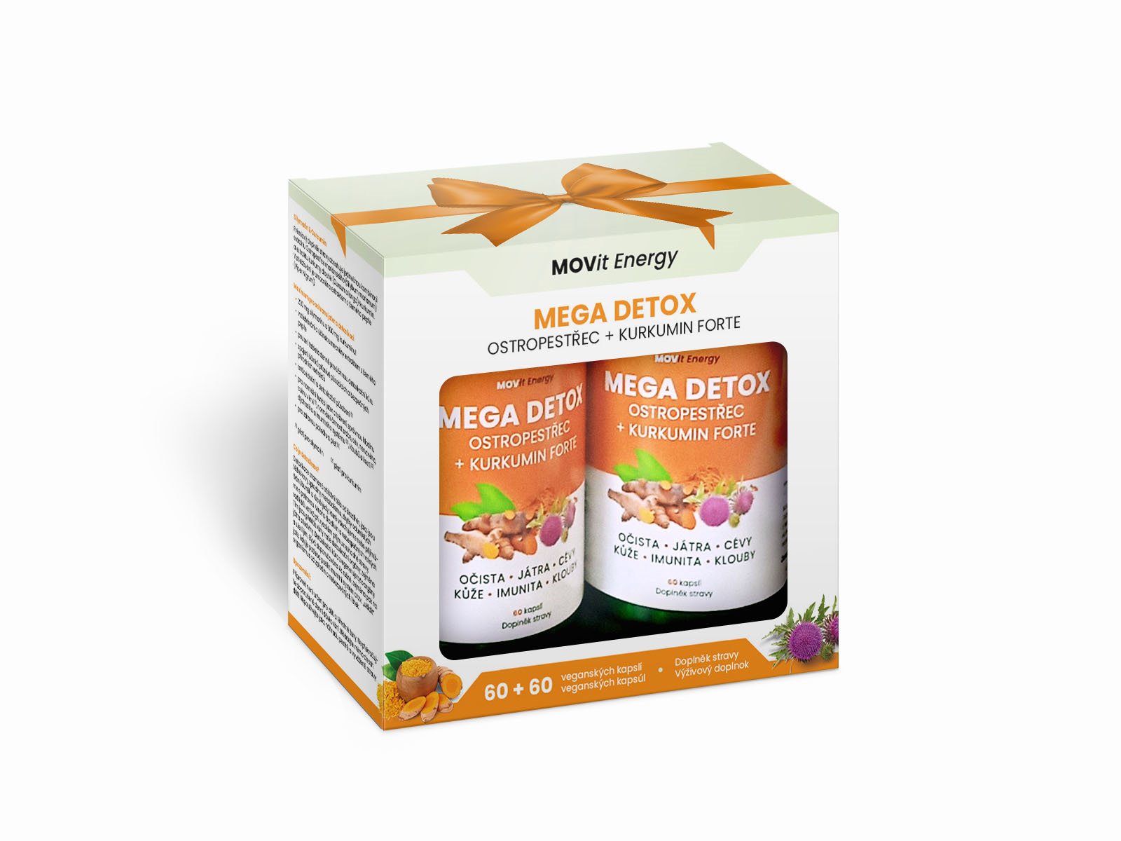 MOVit Energy Dárkové Balení Mega Detox Ostropestřec + Kurkumin Forte 60+60 kapslí