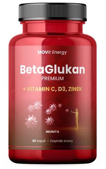 MOVit Energy BetaGlukan 350 mg + Vitamin C, D3, Zinek Premium, 60 kapslí
