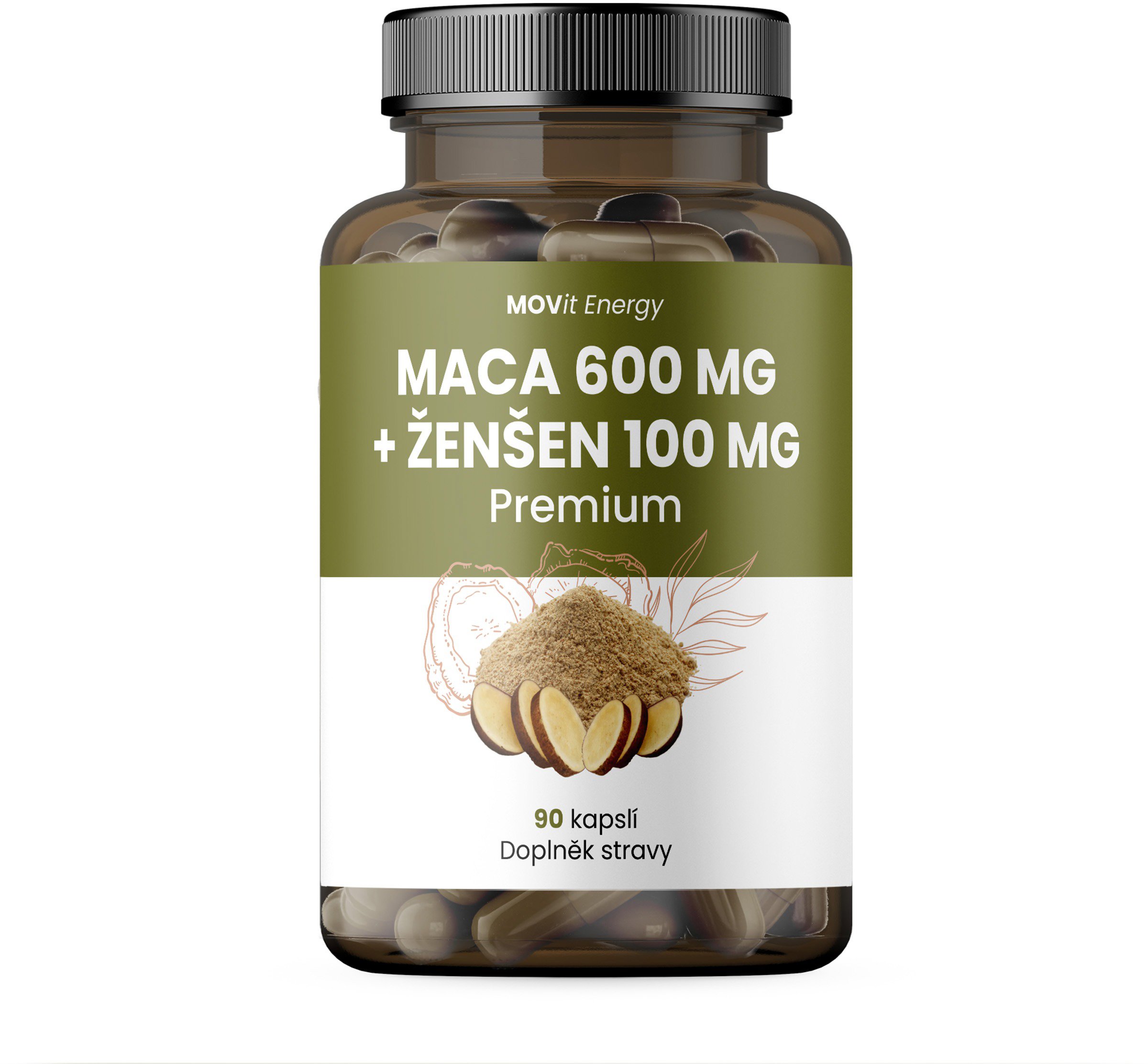 MOVit Energy Maca 600 mg + Ženšen 100 mg, 90 kapslí