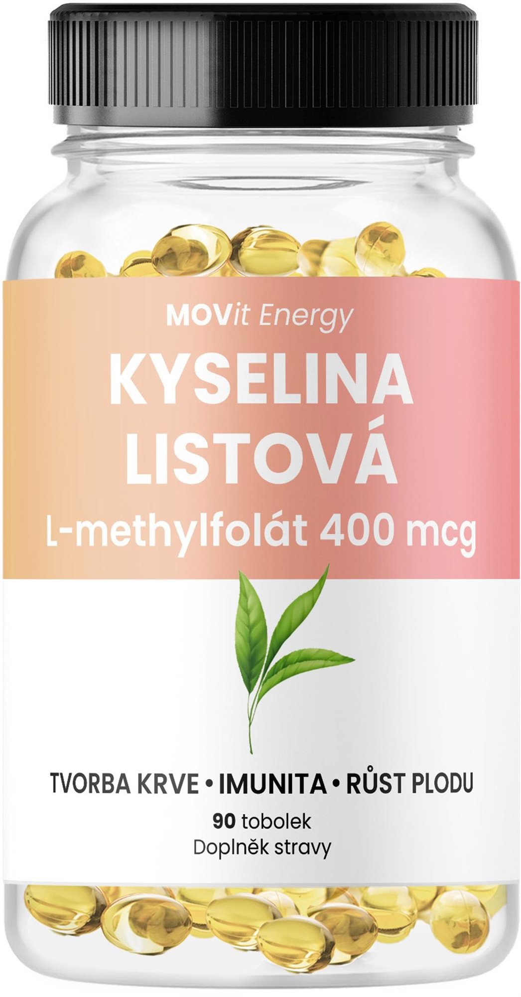 MOVit Energy Kyselina Listová L-methylfolát 400 µg, 90 tobolek