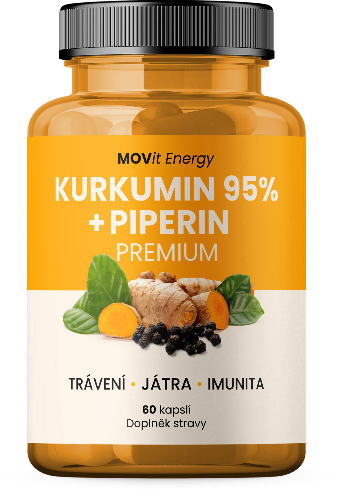 MOVit Energy Kurkumin Extrakt 95 % + Piperin, 60 kapslí
