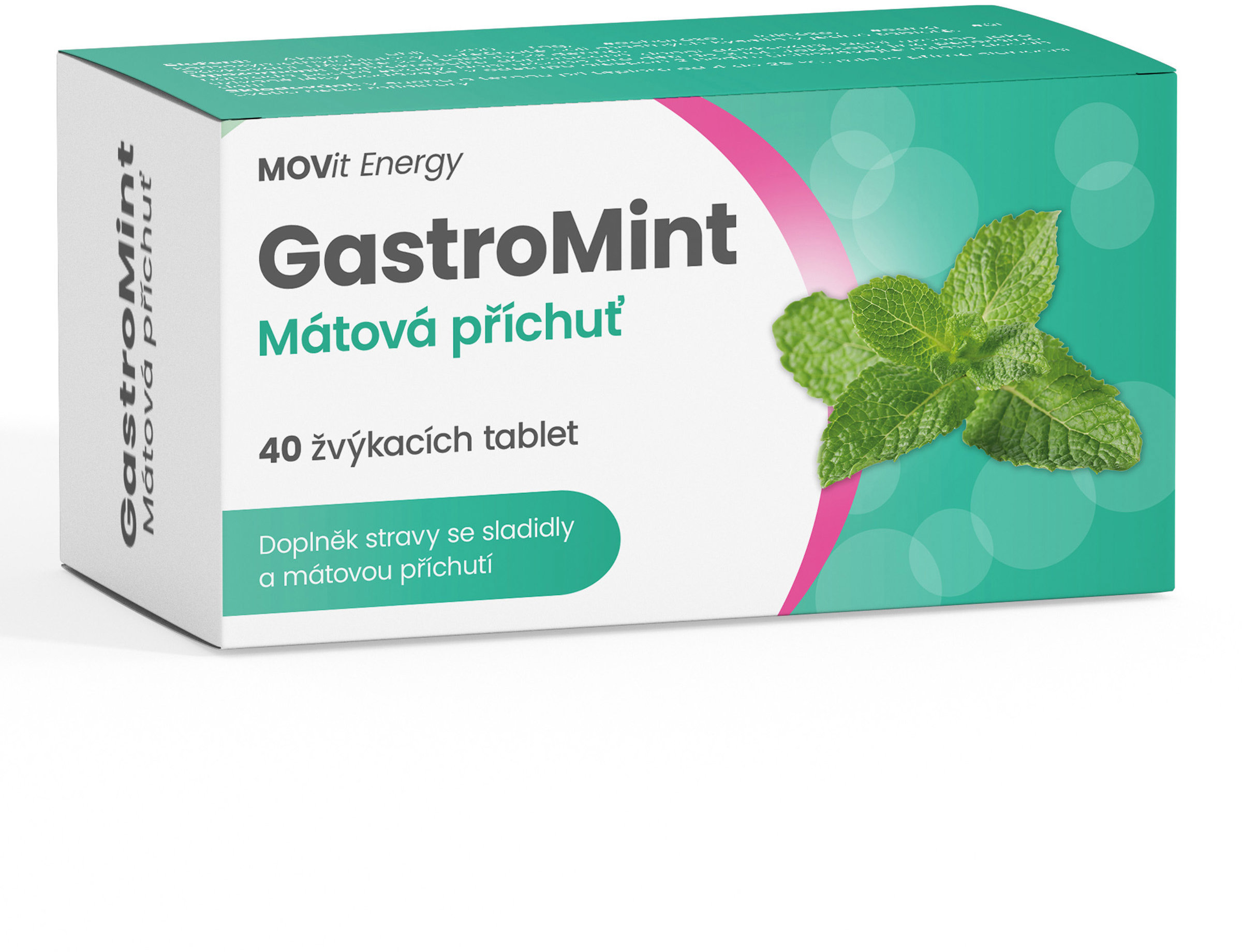MOVit Energy GastroMint Mátová příchuť, 40 žvýkacích tablet
