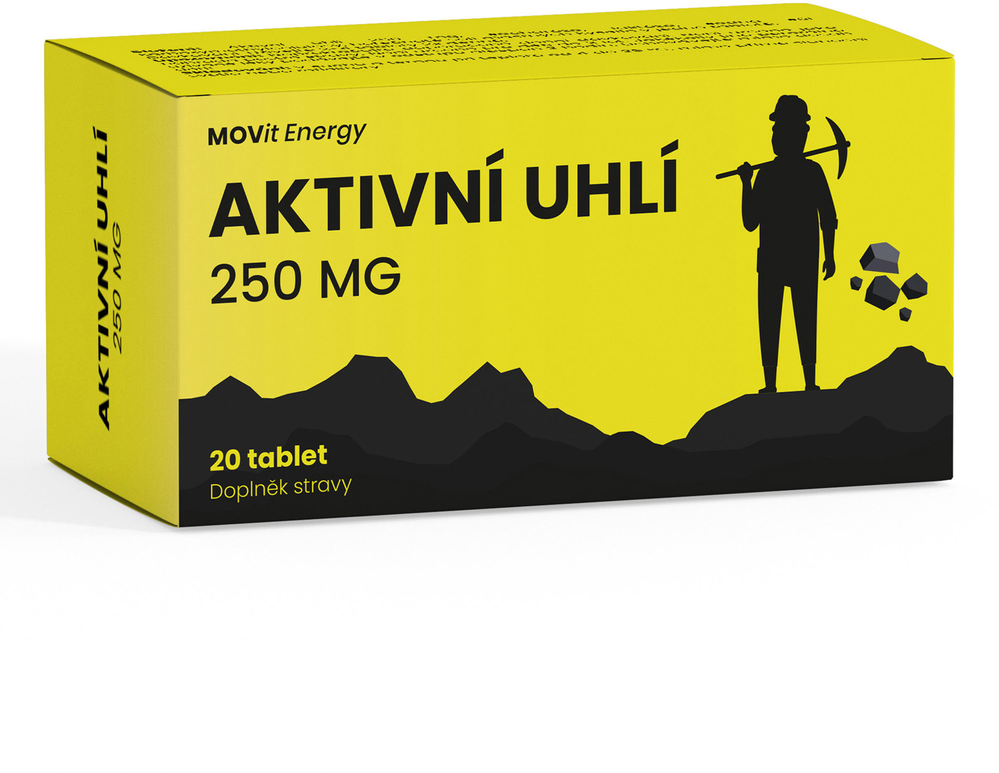MOVit Energy Aktivní uhlí 250 mg, 20 tablet