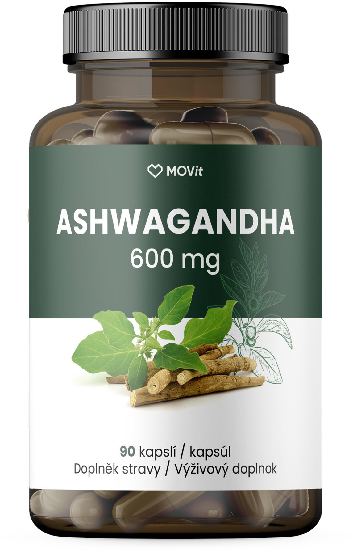 Movit Energy Ashwagandha 600 mg premium, 5% withanolidů, 90 kapslí
