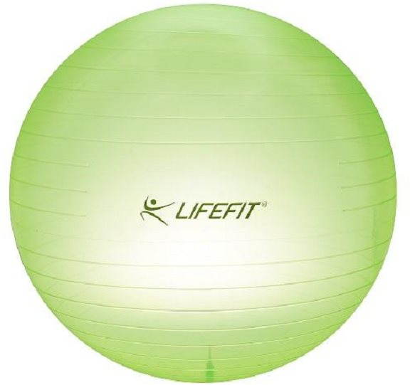 Gymnastický míč LifeFit Transparent v sv. zelené barvě o průměru 65 cm