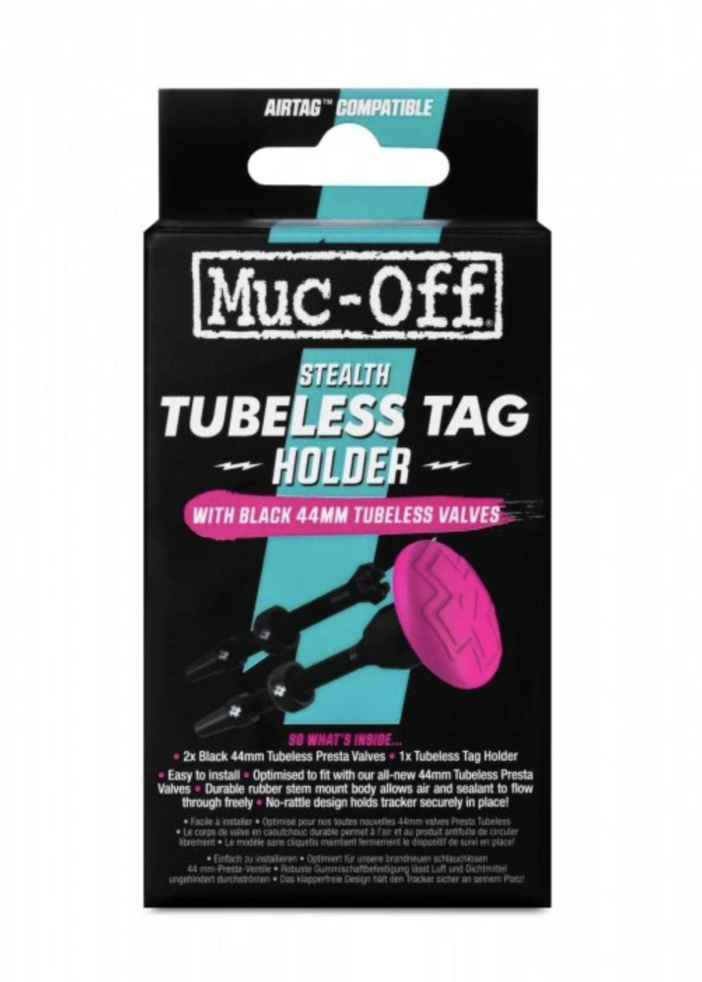 Muc-Off Tubeless Tag Holder & 44 mm Tubeless Valves Black