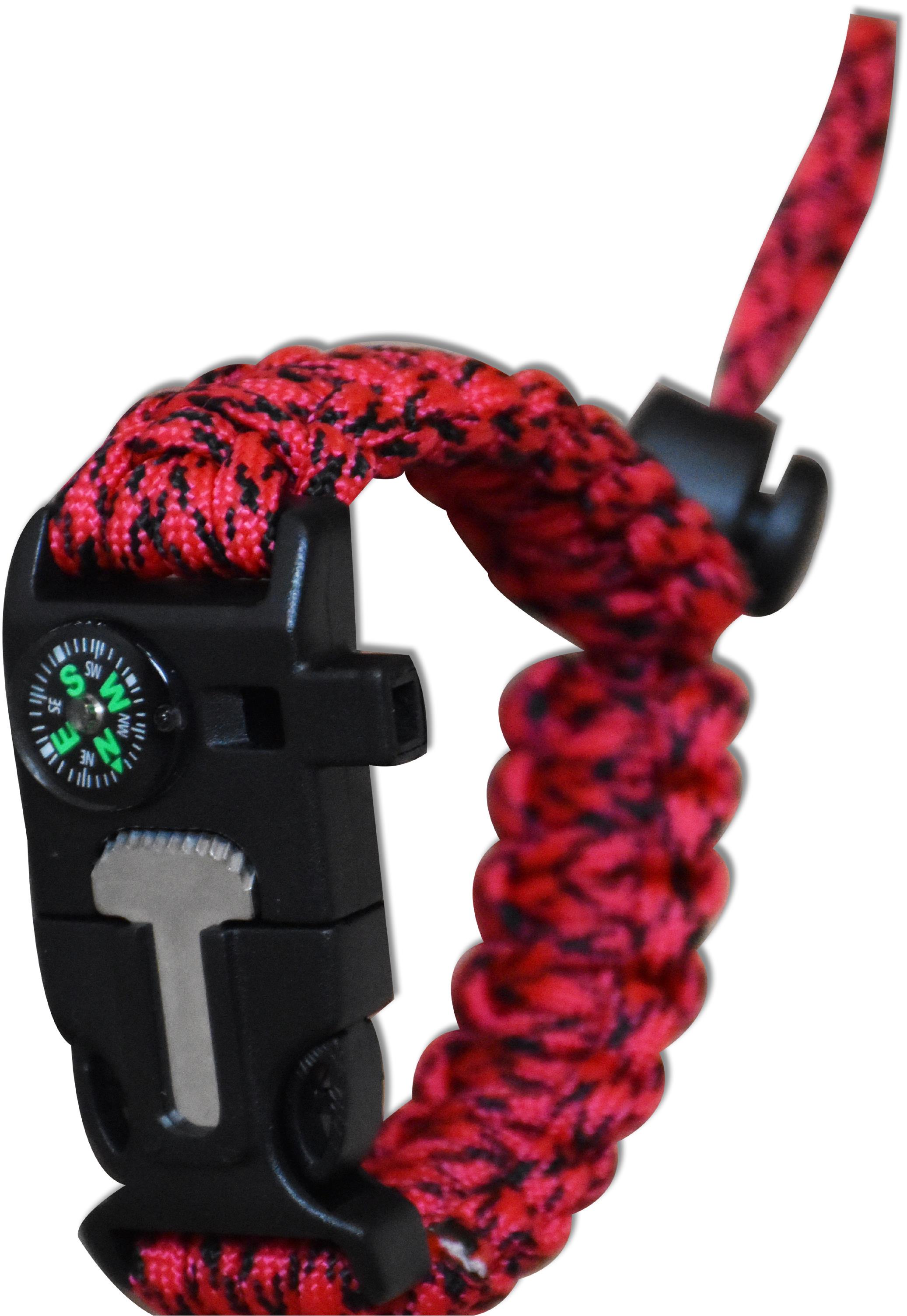 KPZ Outdoor Náramek přežití Paracord 5v1, nastavitelný, červený