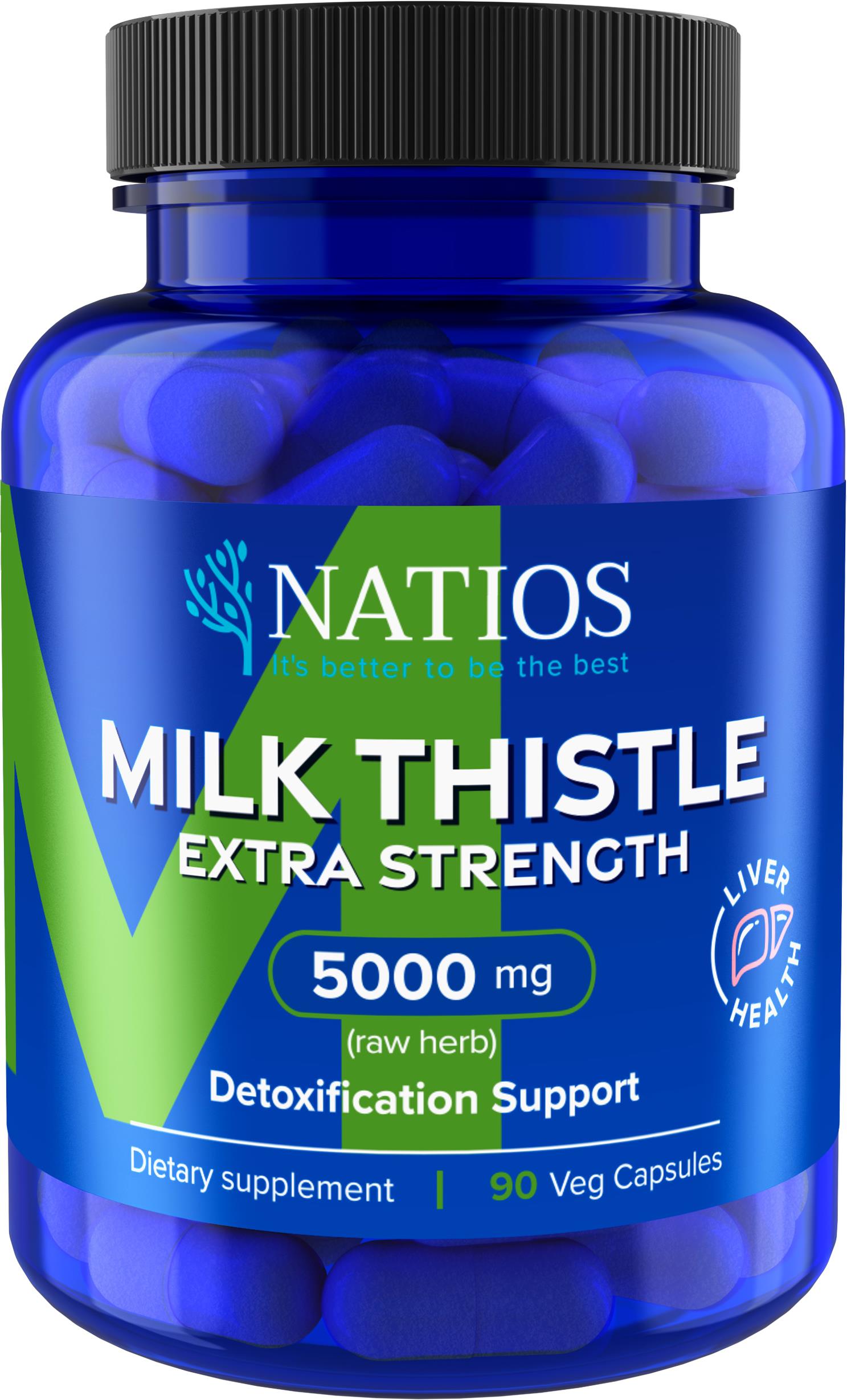NATIOS Milk Thistle Extract (Ostropestřec) 5000 mg Extra Strength 90 veganských kapslí